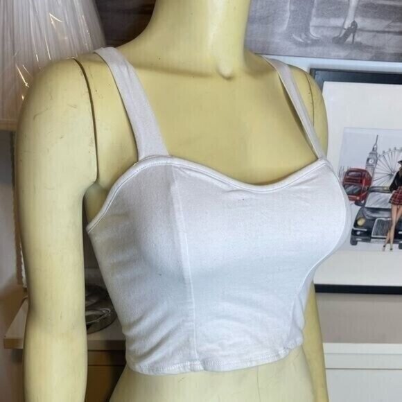 Bozzolo White Crop Top Caged Back Size S - Picture 2 of 6